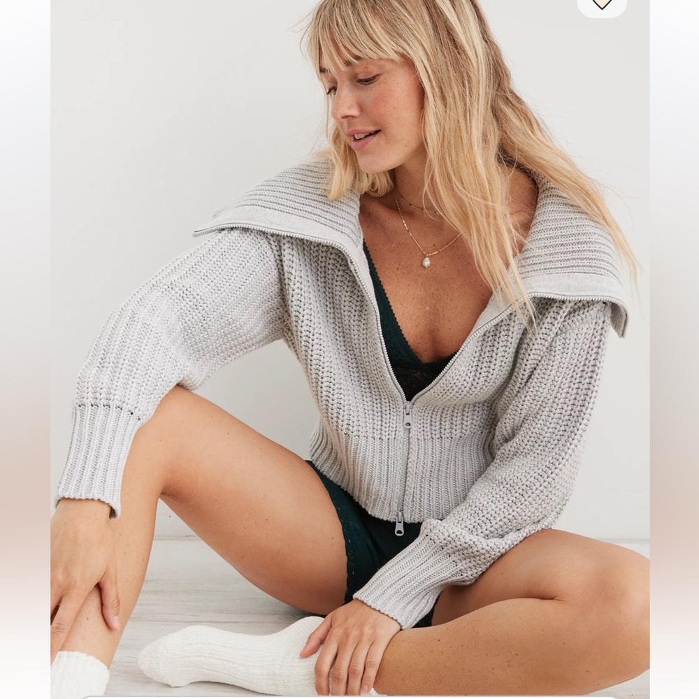 Aerie Double Zip Cardigan Size M